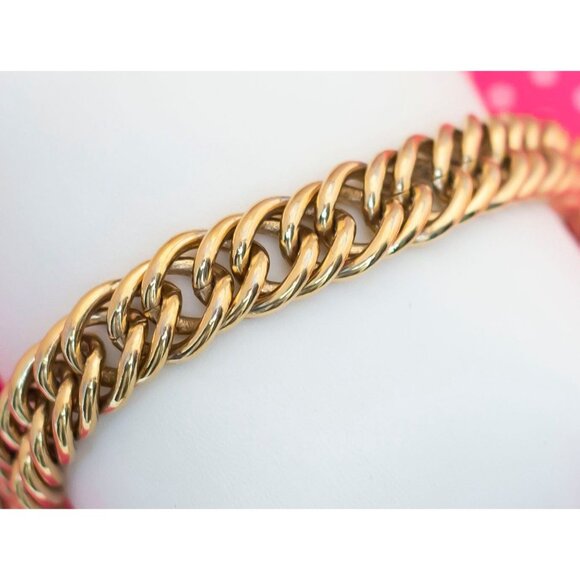 Vintage Double Curbs Gold Tone Bracelet by Avon 7 inch - P8 - Picture 2 of 3
